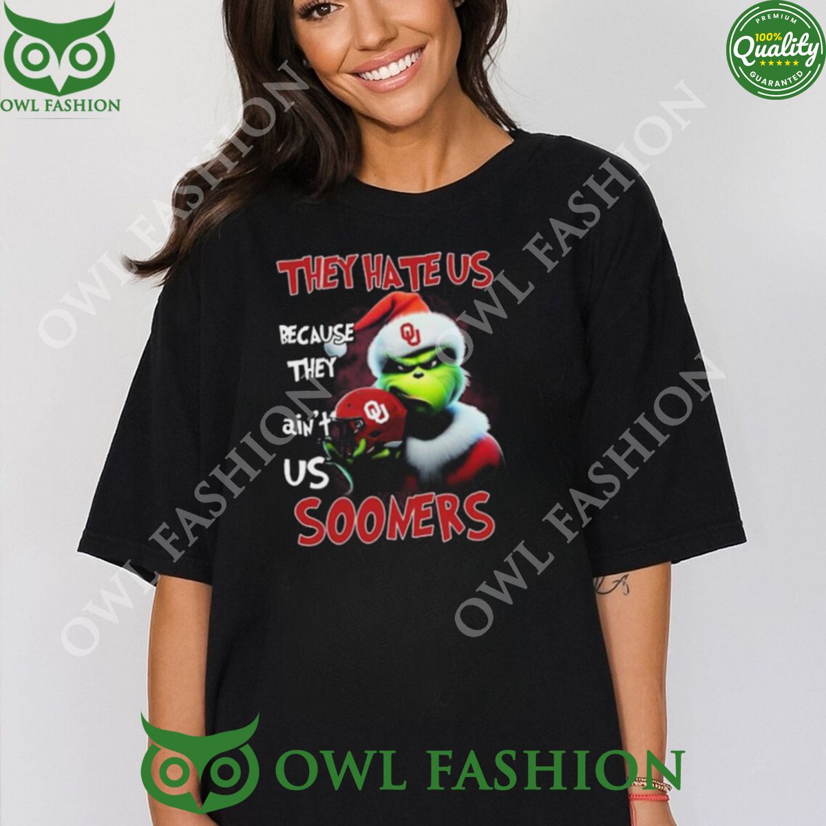 They Hate Us Because Ain’t Us Oklahoma Sooners Santa Grinch Christmas T-Shirt
