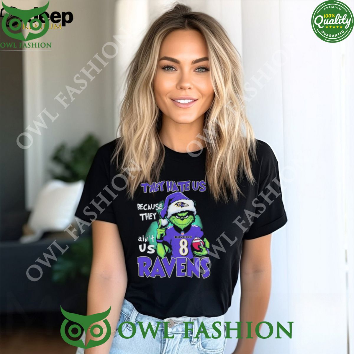They Hate Us Because Ain’t Us Ravens Santa Grinch Christmas t Shirt
