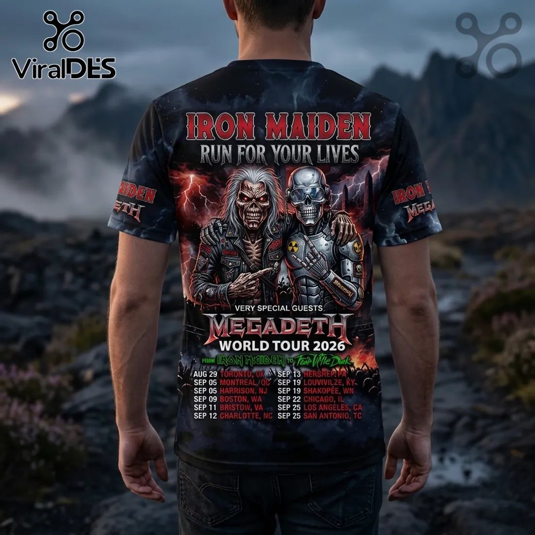 Iron Maiden Megadeth Run For Your Lives 2026 Tour T-Shirt