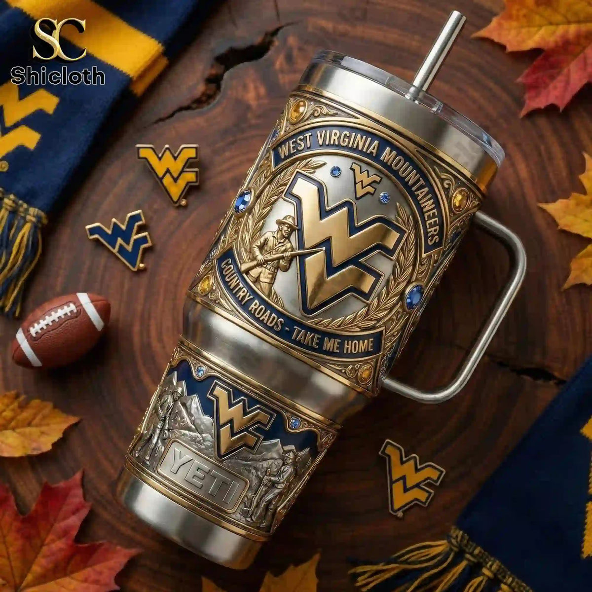 West Virginia Mountaineers 40oz Tumbler With Handle