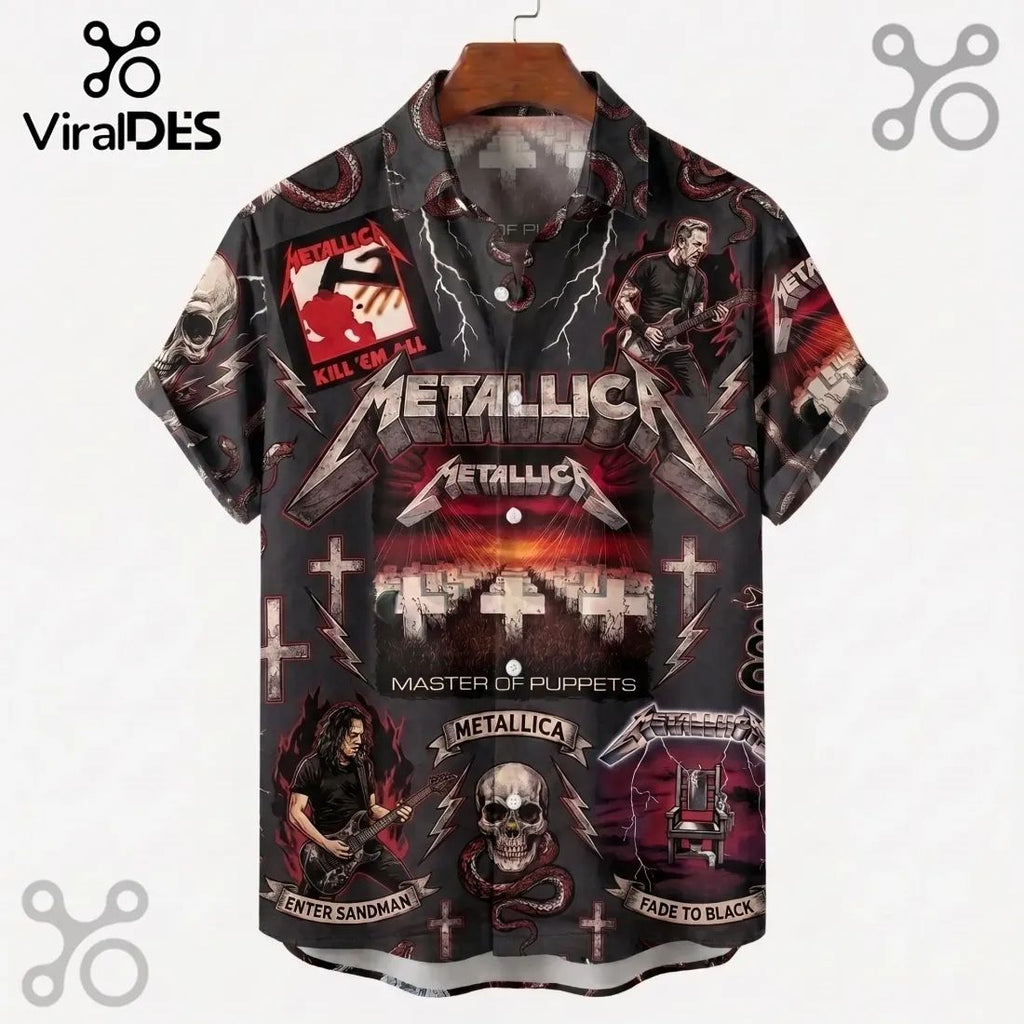 Metallica Master Of Puppets Black Hawaiian Shirt And Shorts
