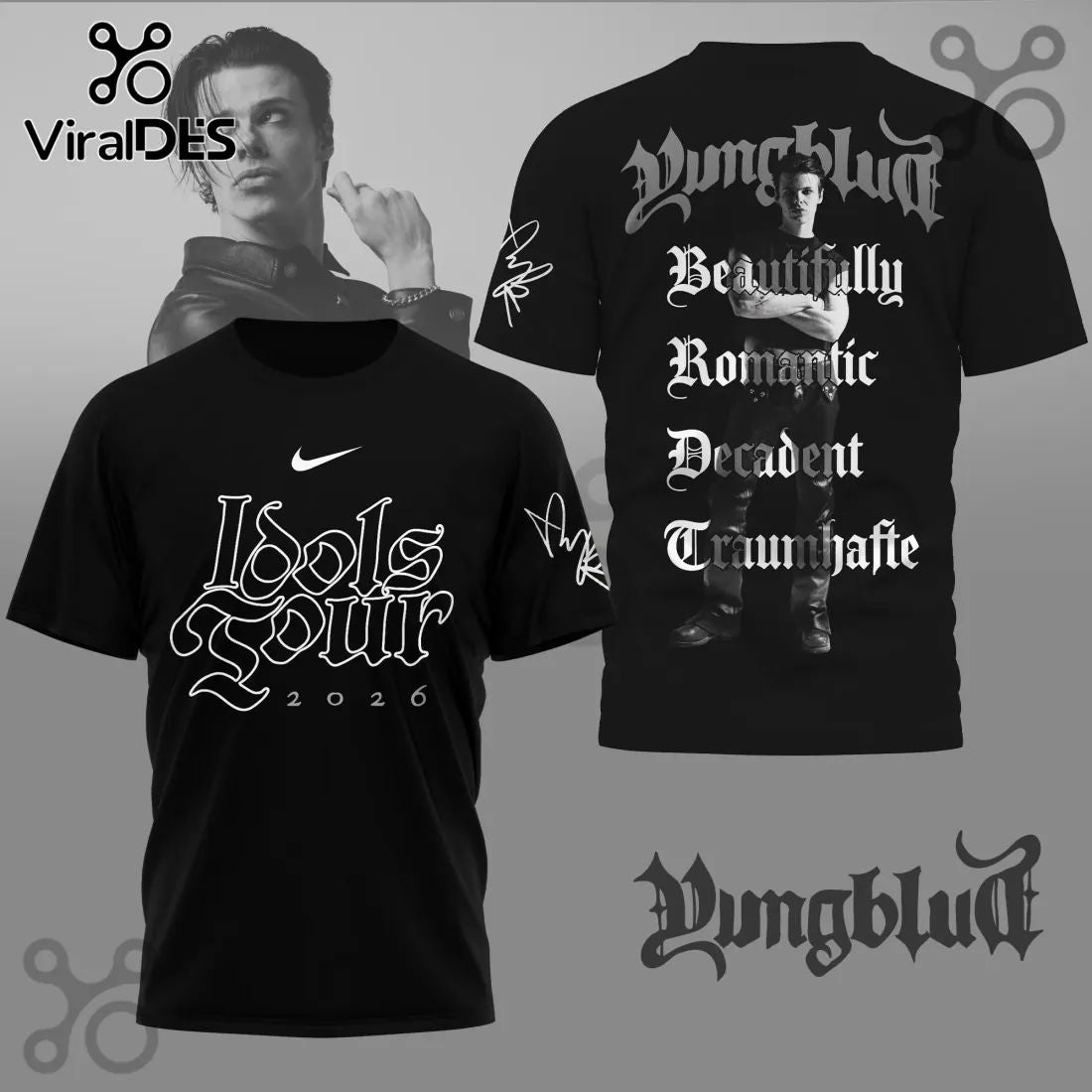 YUNGBLUD Idols Tour 2026 Commemorative Black Fan Music T-Shirt