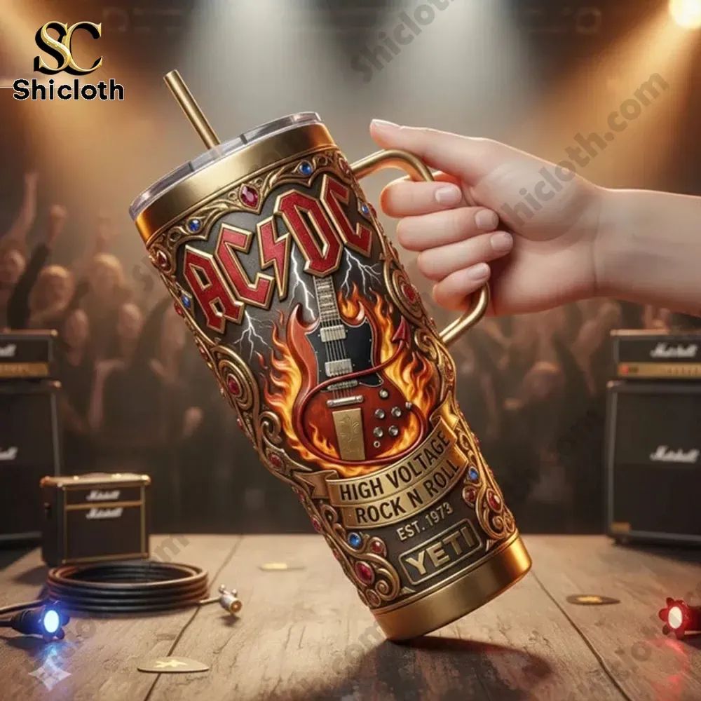AC DC High Voltage Rock N Roll Yeti Tumbler
