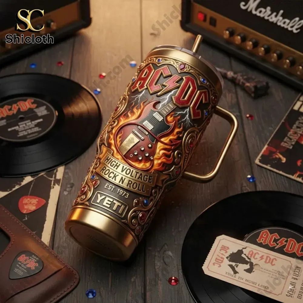 AC DC High Voltage Rock N Roll Yeti Tumbler