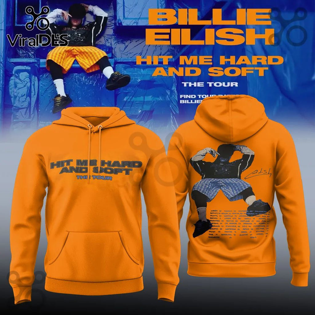 Billie Eilish Hit Me Hard and Soft The Tour Orange Hoodie