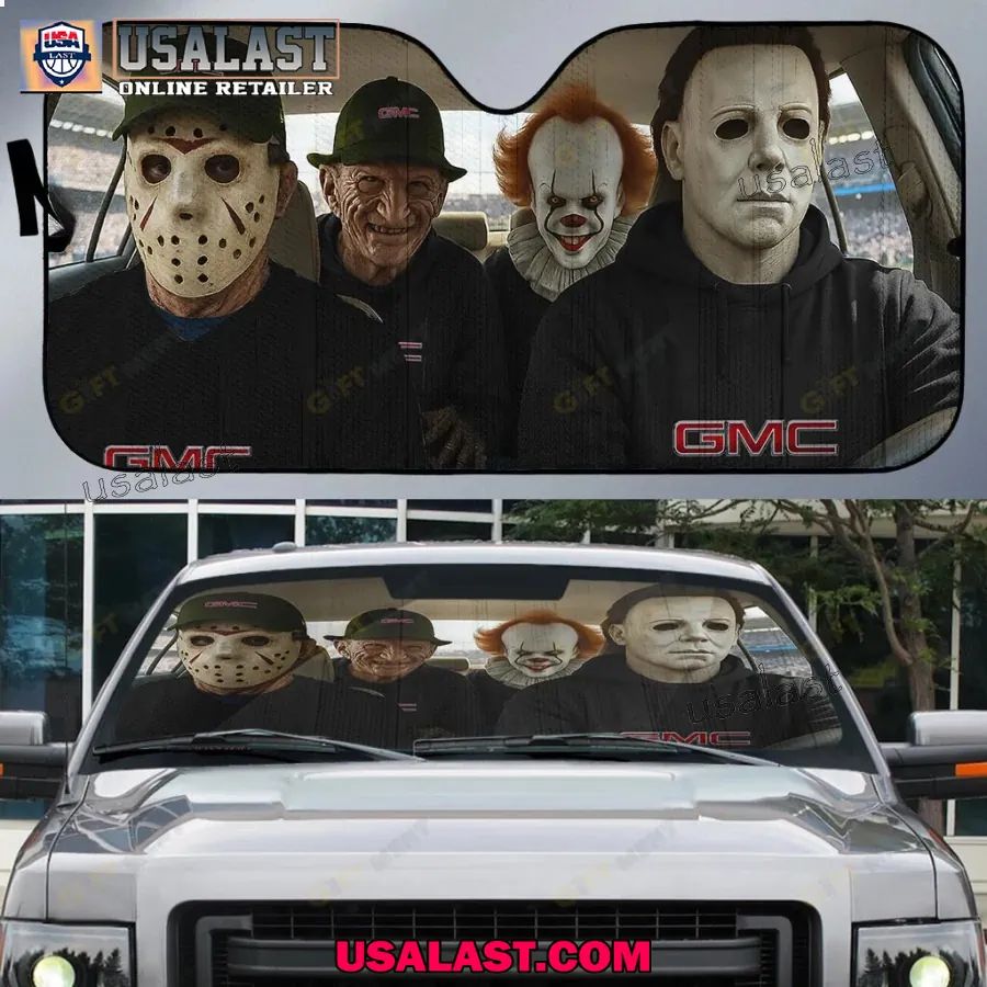 GMC x Horror Movie Characters Car Sunshade, Car Windshield Cover
