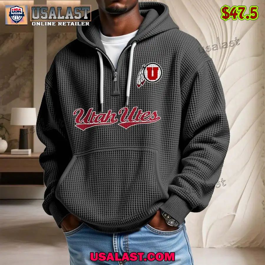 Utah Utes Waffle Half Zip Hoodie