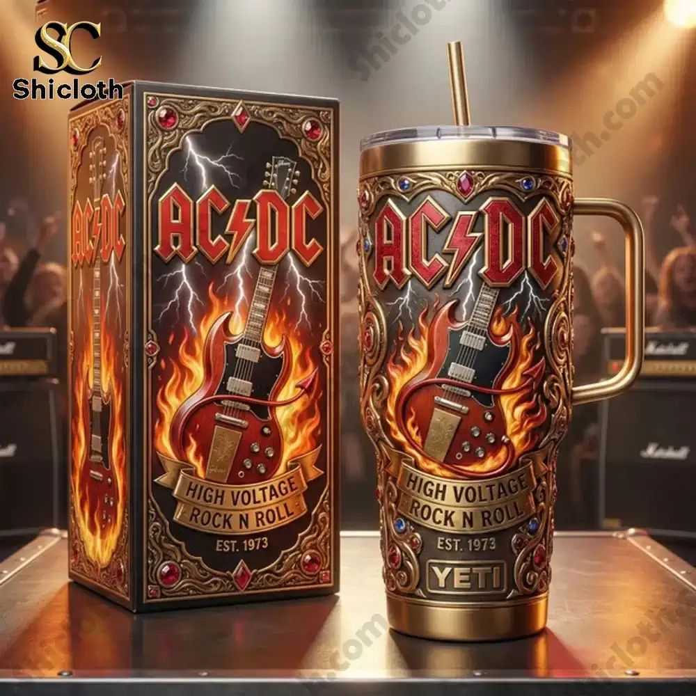 AC DC High Voltage Rock N Roll Yeti Tumbler