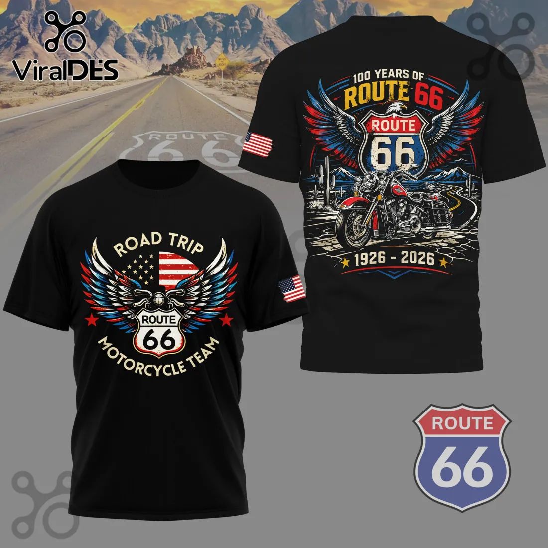Route 66 100th Anniversary Motorcycle Road Trip T-Shirt