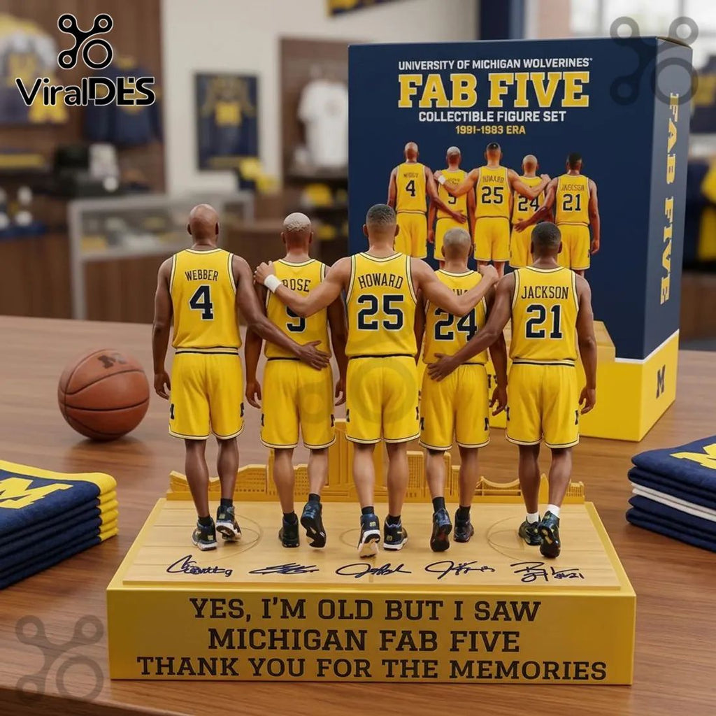 Michigan Fab Five Wolverines 1991-1993 Era Commemorative Display Figure Set