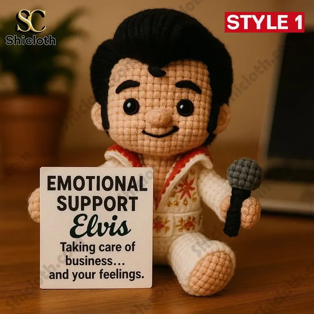 Elvis Presley Emotional Support Handmade Crochet Doll