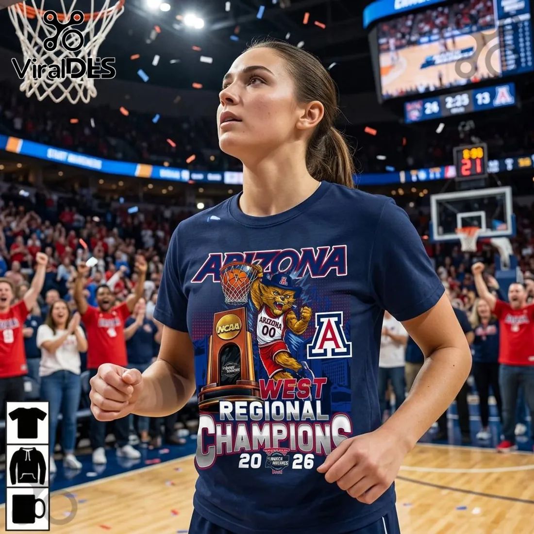 Arizona Wildcats 2026 NCAA West Regional Champions Basketball T-Shirt