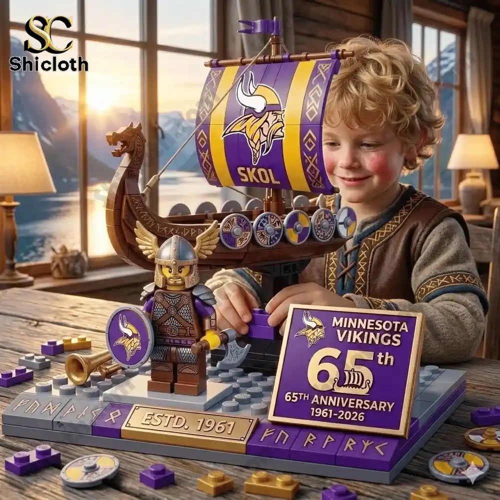 Minnesota Vikings 65 Years Heritage Collection Skol Longship Anniversary Building Set