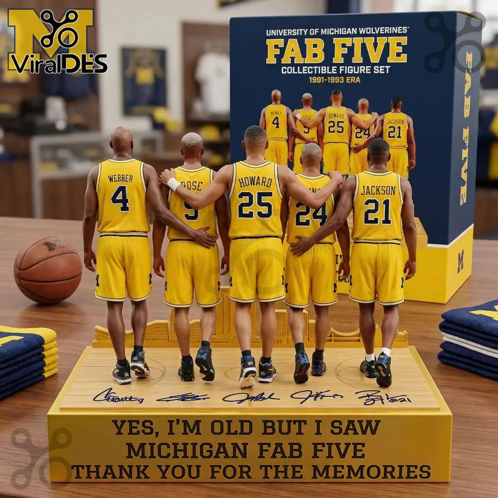 Michigan Fab Five Wolverines 1991-1993 Era Commemorative Display Figure Set