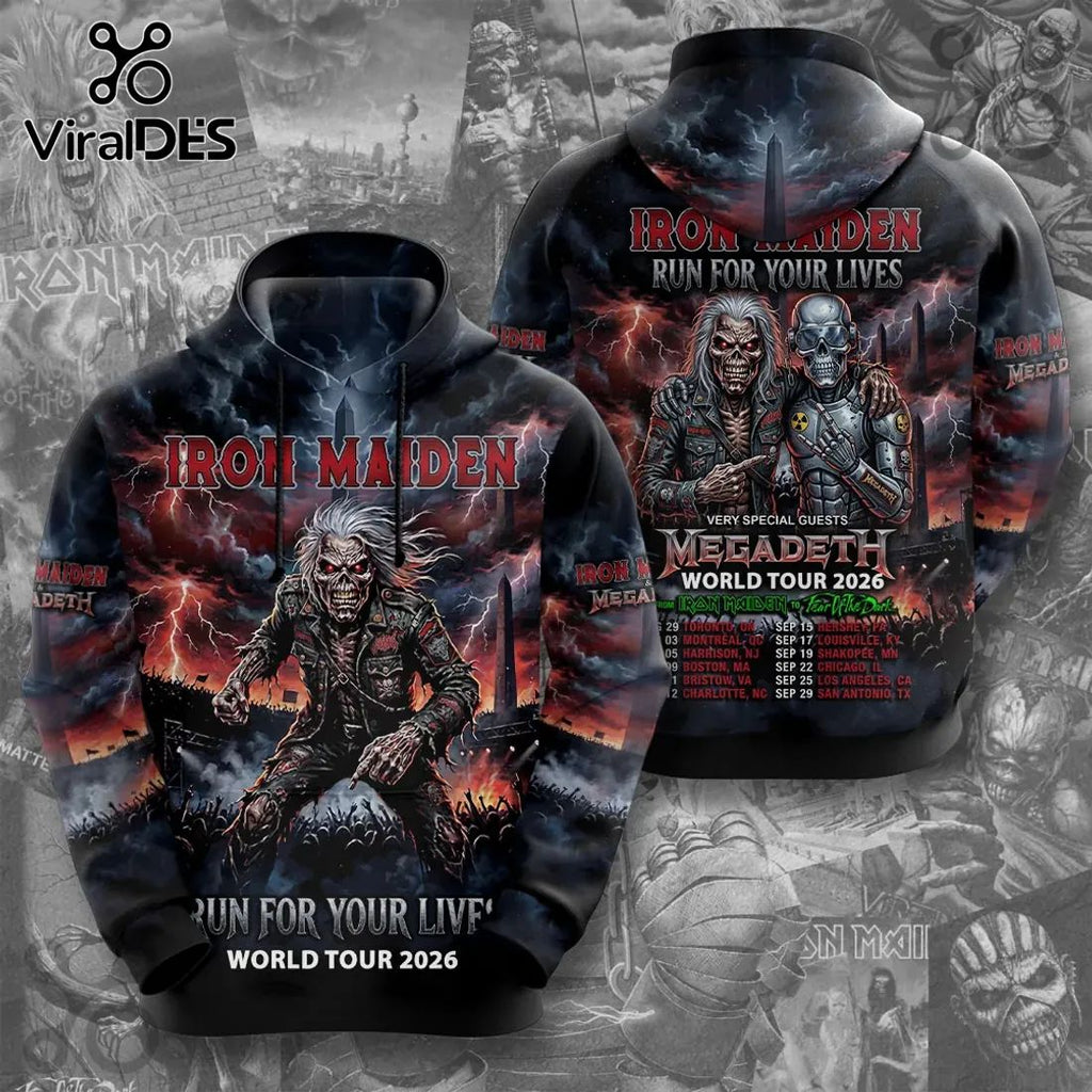 Iron Maiden Megadeth Run For Your Lives 2026 Tour T-Shirt
