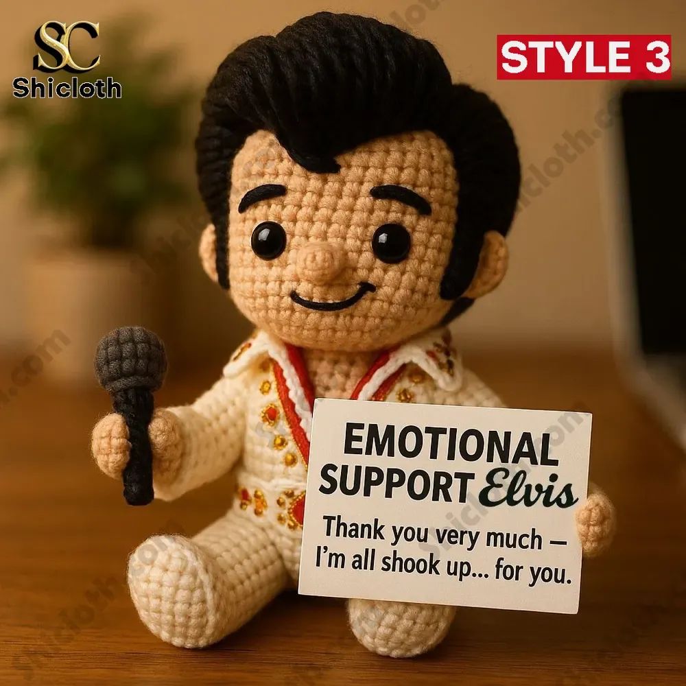 Elvis Presley Emotional Support Handmade Crochet Doll