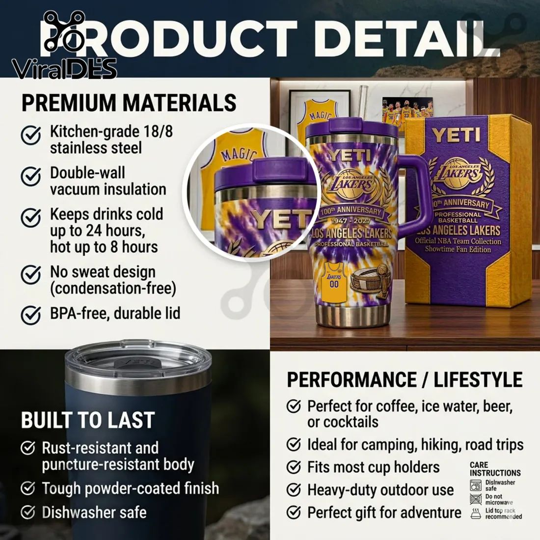 Los Angeles Lakers 100th Anniversary 40oz YETI Tumbler