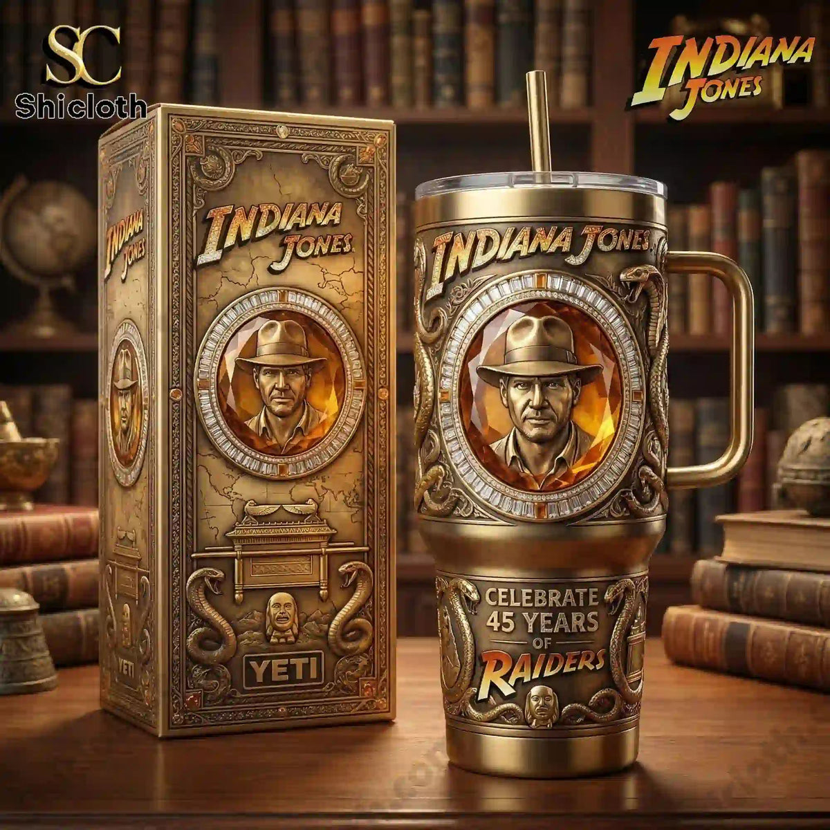 Indiana Jones Raiders of the Lost Ark 45 Years Celebration Insulated Tumbler With Handle