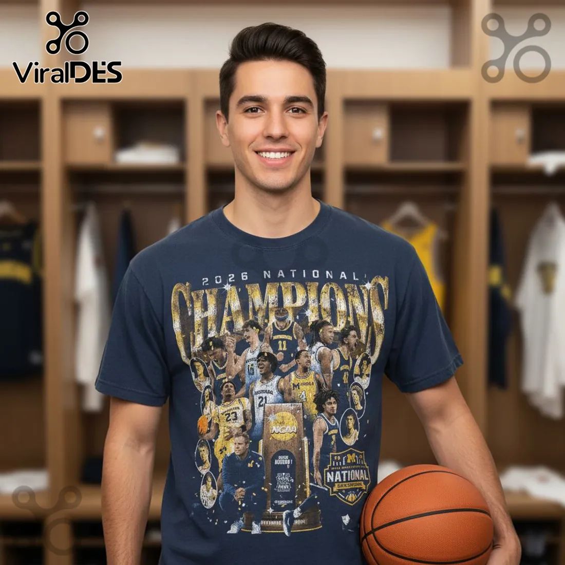 Michigan Wolverines 2026 National Champions Basketball Commemorative Fan T-Shirt