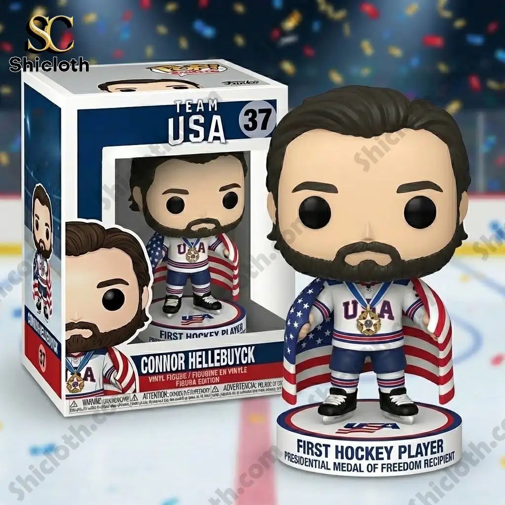 Connor Hellebuyck 2026 Winter Olympic Gold & Presidential Medal Pop Figure Doll