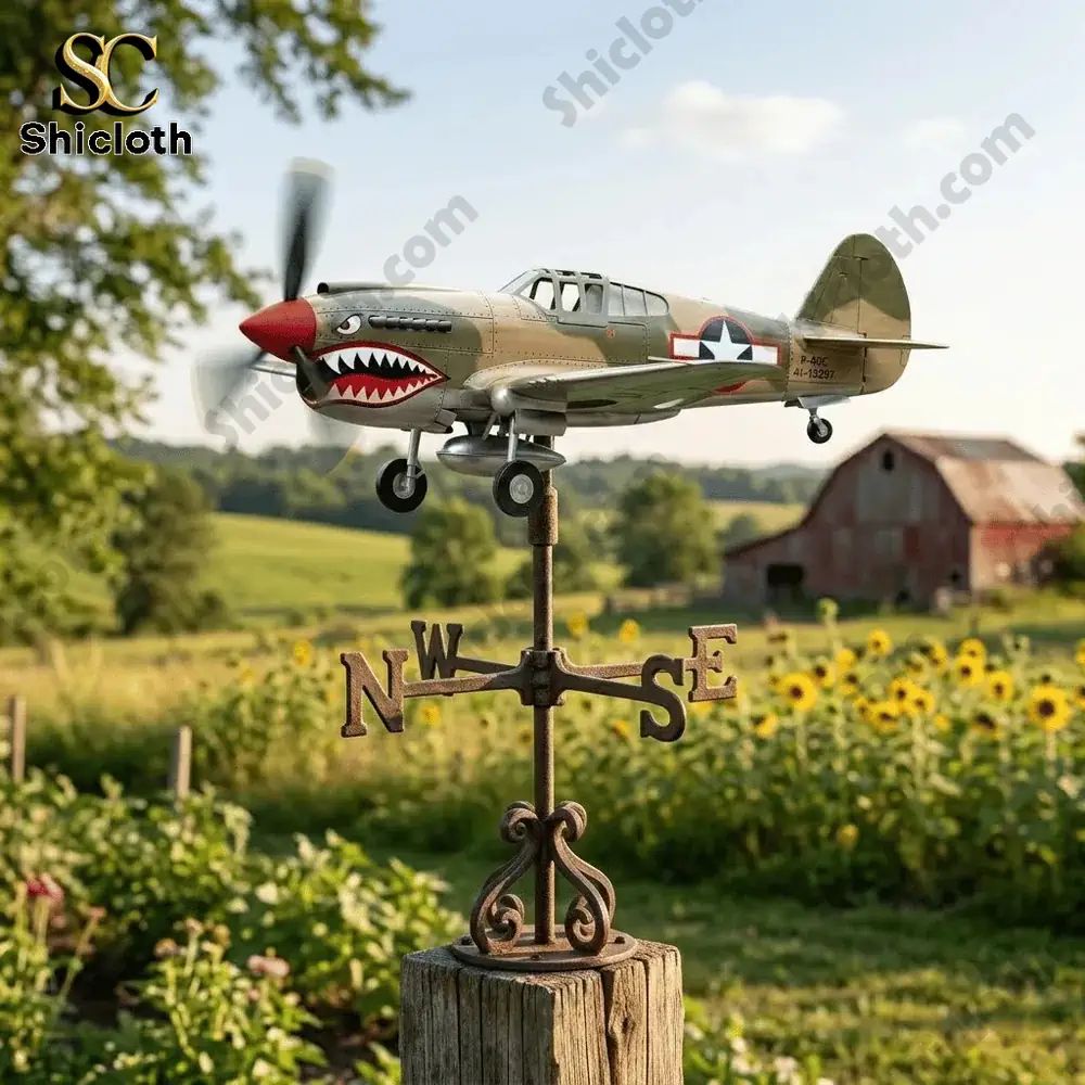 New Shark Mouth Warplane Wind Spinner For Garden