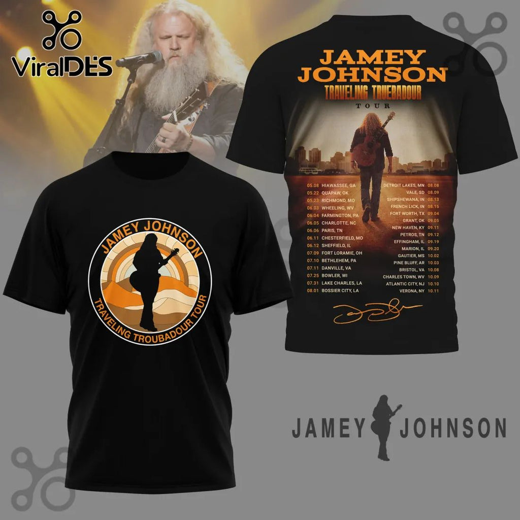 Jamey Johnson Traveling Troubadour Tour Concert Dates Graphic T-Shirt