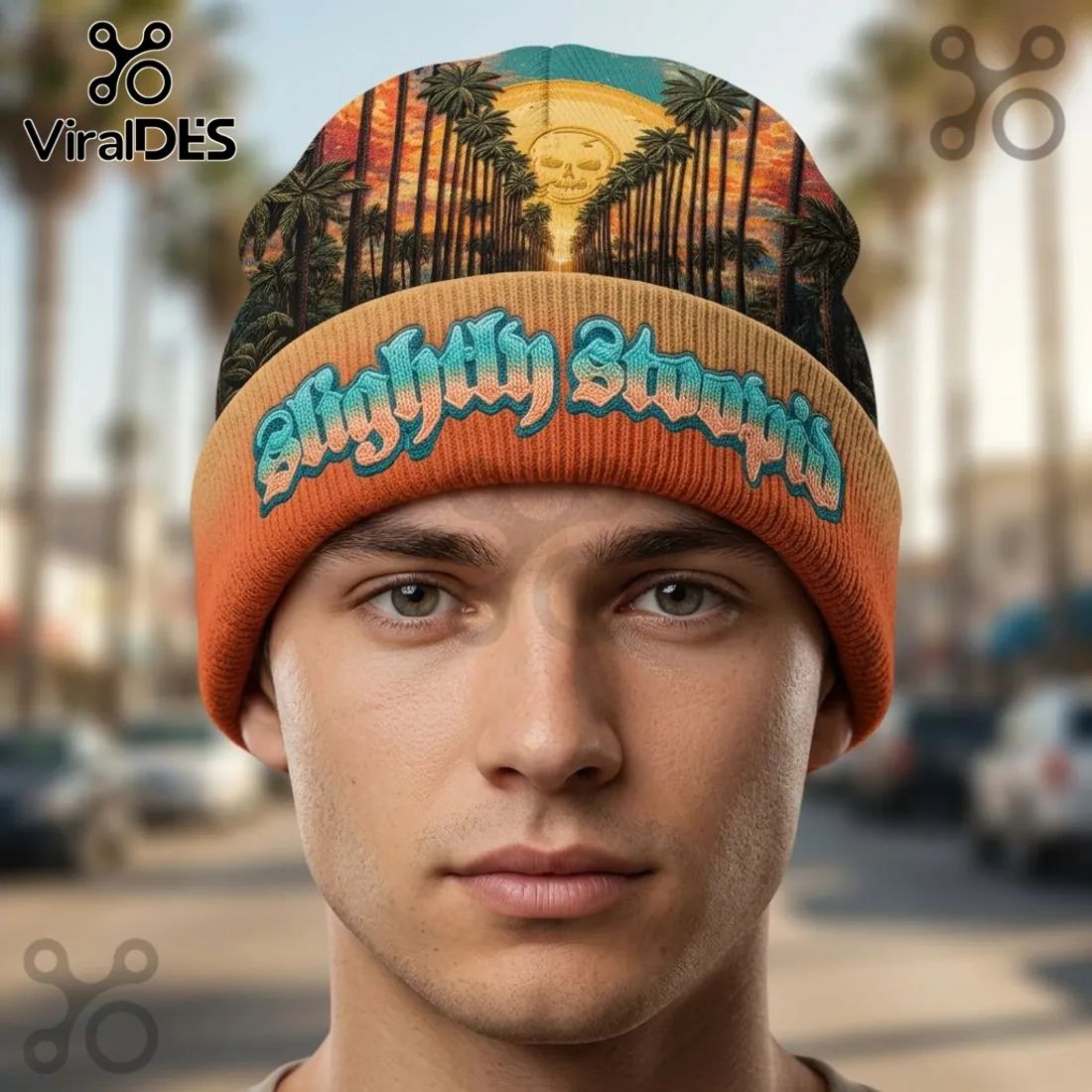 Slightly Stoopid Reggae Rock Tropical Sunset Knit Beanie Hat