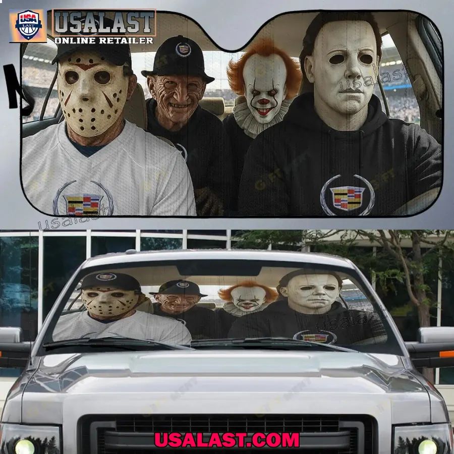 Cadillac x Horror Movie Characters Car Sunshade, Car Windshield Cover