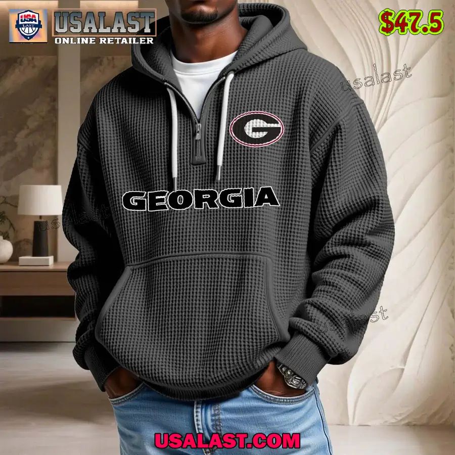 Georgia Bulldogs Waffle Half Zip Hoodie