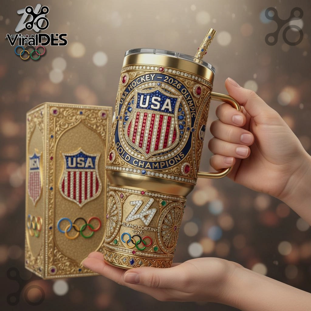 USA Hockey 2026 Olympics Gold Champions Premium 3D Design Tumbler
