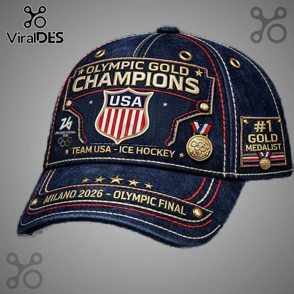 USA Hockey Olympic Gold Champions 2026 Milano Ice Hockey Premium Cap