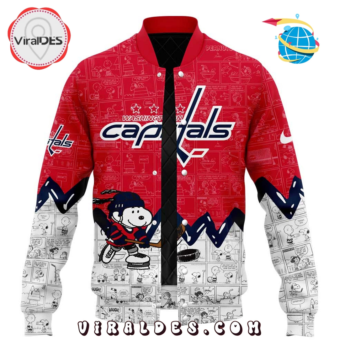 Washington Capitals 75th Anniversary of Peanuts Red Baseball Jacket
