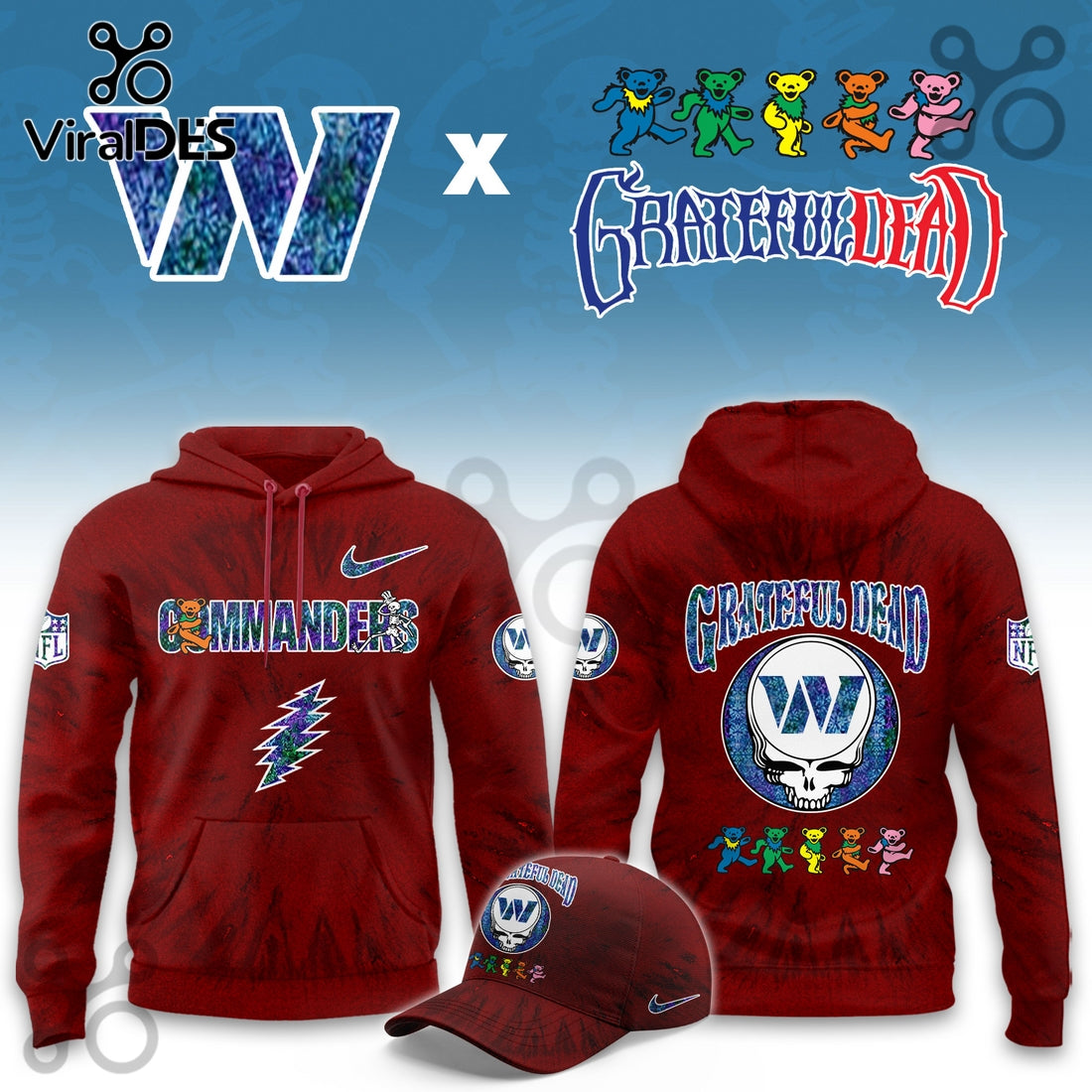 Washington Commanders Grateful Dead Limited Hoodie 2025