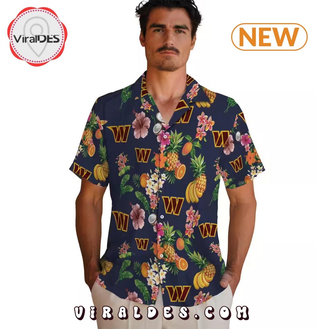 Washington Commanders Hibiscus x Fruit Hawaiian Shirt