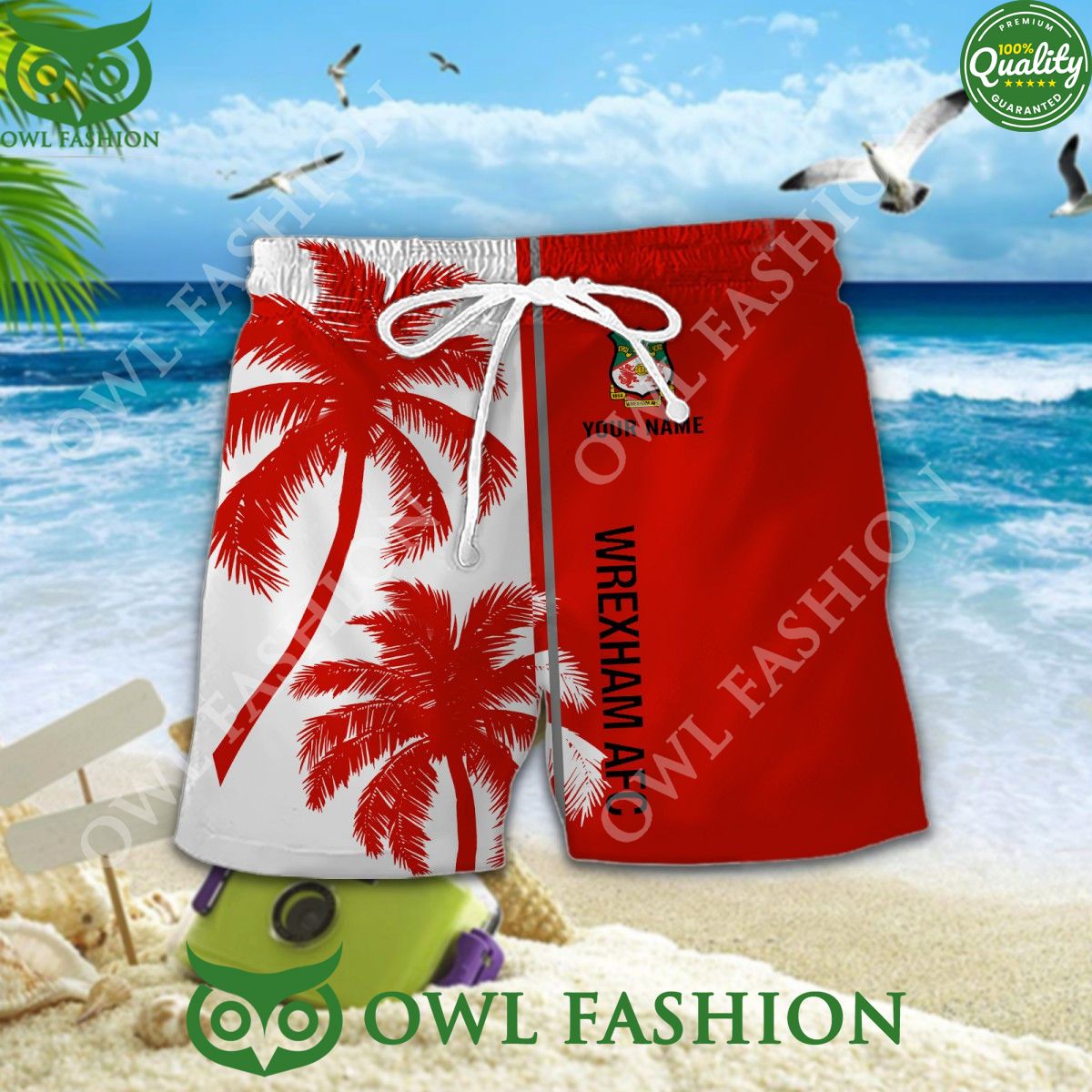 Wrexham AFC EFL Custom Coconut Tree Aloha Limited Hawaiian Shirt